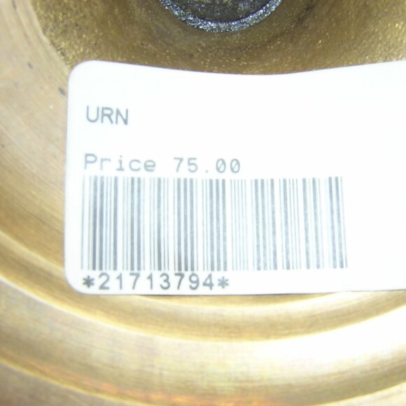 Metal Urn - Brass-tone Cover with Marbled Green Base-Vintage - Picture 6 of 6